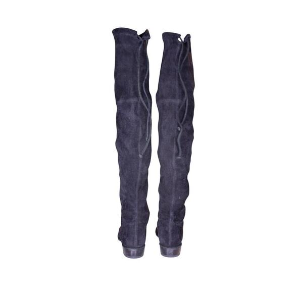 Stuart Weitzman Over the Knee Black Suede Boots Stretch Flats Size 7M - Picture 4 of 5